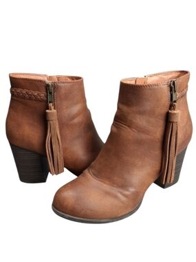 Esprit Rowdy Brown Western Tassel Zip Ankle Boot SZ 8M